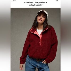 American Eagle Outfitters Burgundy Sherpa Jacket size large new with tags